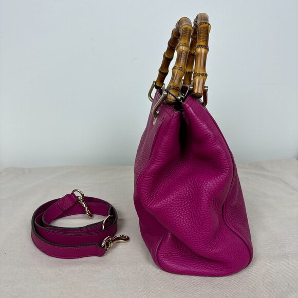 Gucci Pink Bamboo Shopper Leather Satchel - Picture 3 of 16